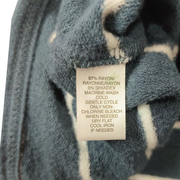 Lou & Grey Striped Long Sleeve Cowl Neck Soft Tunic Sweater Teal Size Small - Picture 7 of 7